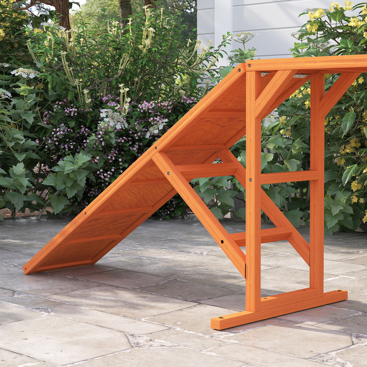 PawHut Agility Hunderampe, Parcours, rutschfest, wetterfest, Holz, 325 x 55 x 69 cm, Orange