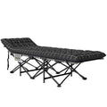 Outsunny Klappbares Campingbett, Feldbett mit Matratze, ergonomisch, Metallrahmen, Schwarz