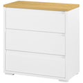 HOMCOM Kommode mit 3 Schubladen aus Spanplatte in Weiß für Schlafzimmer, Büro und Wohnzimmer, 70Lx37x75cm