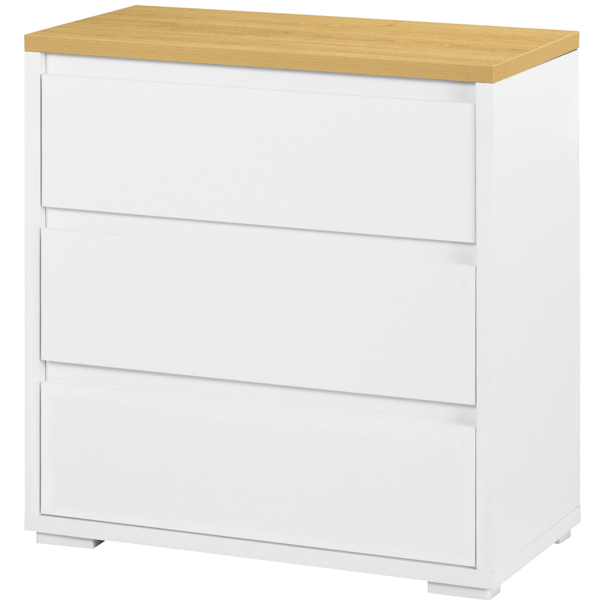 HOMCOM Kommode mit 3 Schubladen aus Spanplatte in Weiß für Schlafzimmer, Büro und Wohnzimmer, 70Lx37x75cm