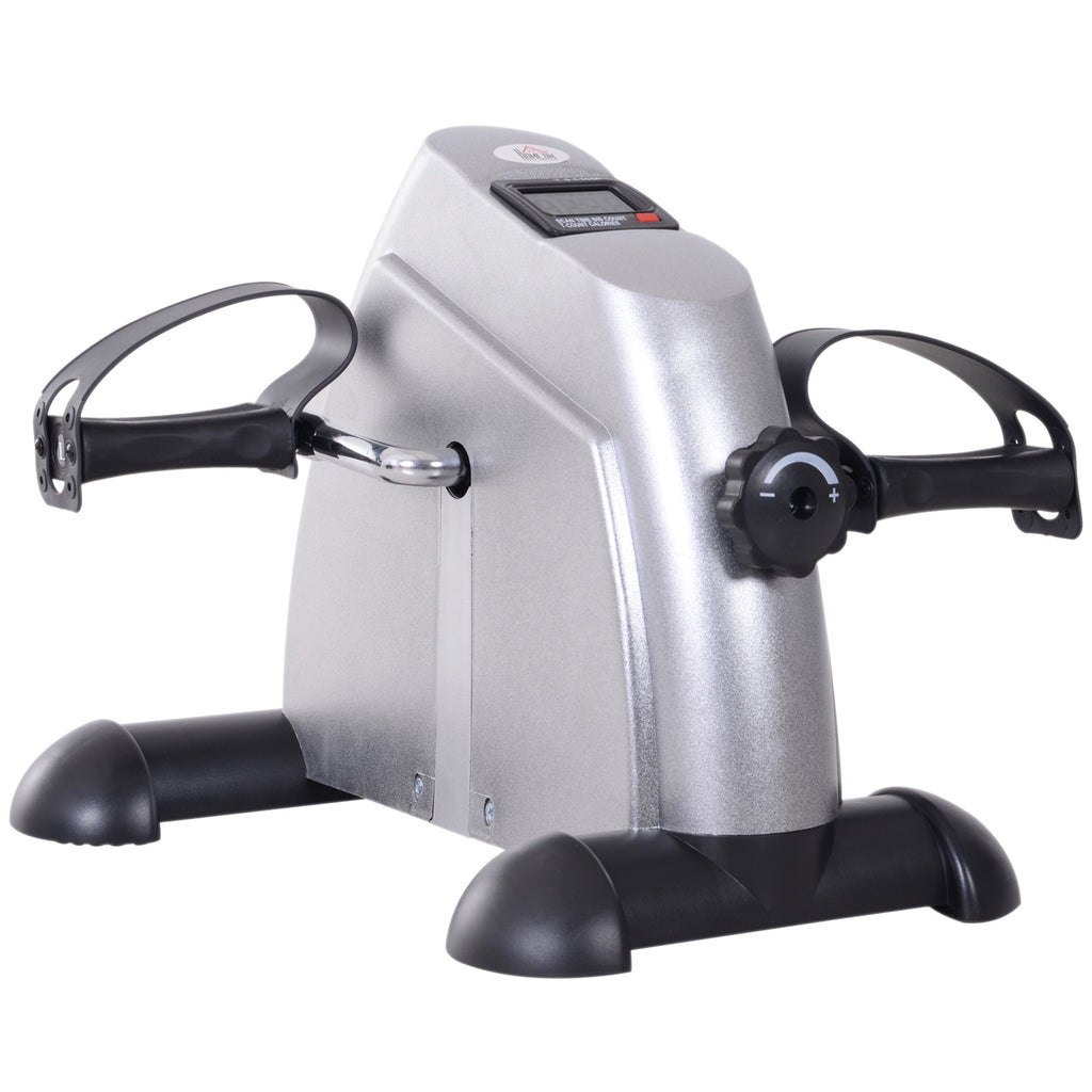 HOMCOM Mini Heimtrainer Fitnessbike Pedaltrainer mit LCD-Display verstellbarer Widerstand Arm und Beintrainer Hometrainer Fitnessgerät für Senioren Zuhause Heim Büro 35 x 40 x 31 cm Silber