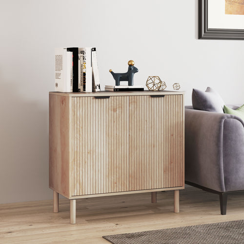 HOMCOM Holzschrank mit 2 Ebenen und verstellbarem Regal auf 3 Ebenen, 78x40x77,5 cm, Farbe Eiche