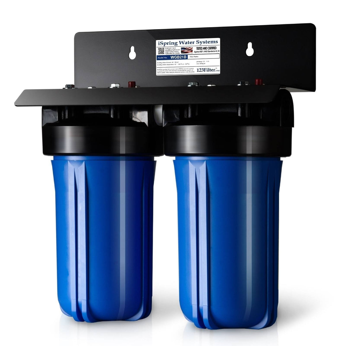 iSpring WGB21B 2-Stage Whole House Water Filtration System w/ 4.5"x10" Sediment