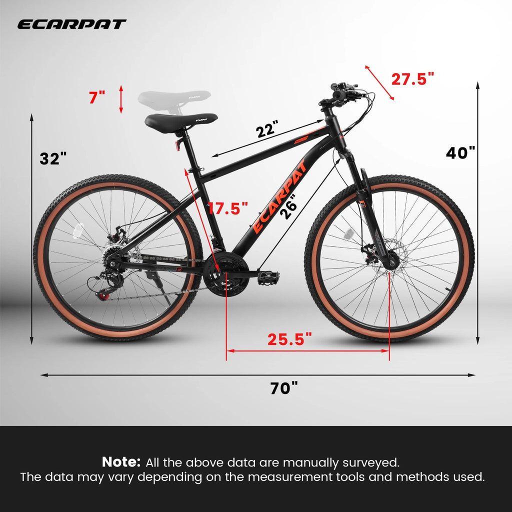 27.5 in Mountain Bike for Adults, Durable High Carbon Steel Frame, Disc Brakes, Stylish Brown Edge Tires, Ideal for Commuting and Outdoor Exploration