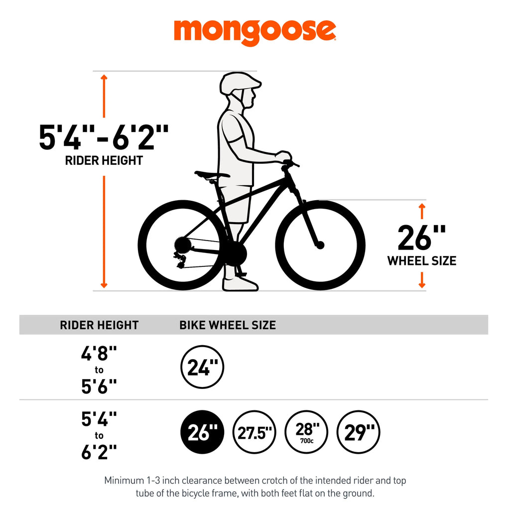 26" Mongoose Dolomite Mens Fat Tire Bike, 7 Speeds, Adults Age 13+, Black
