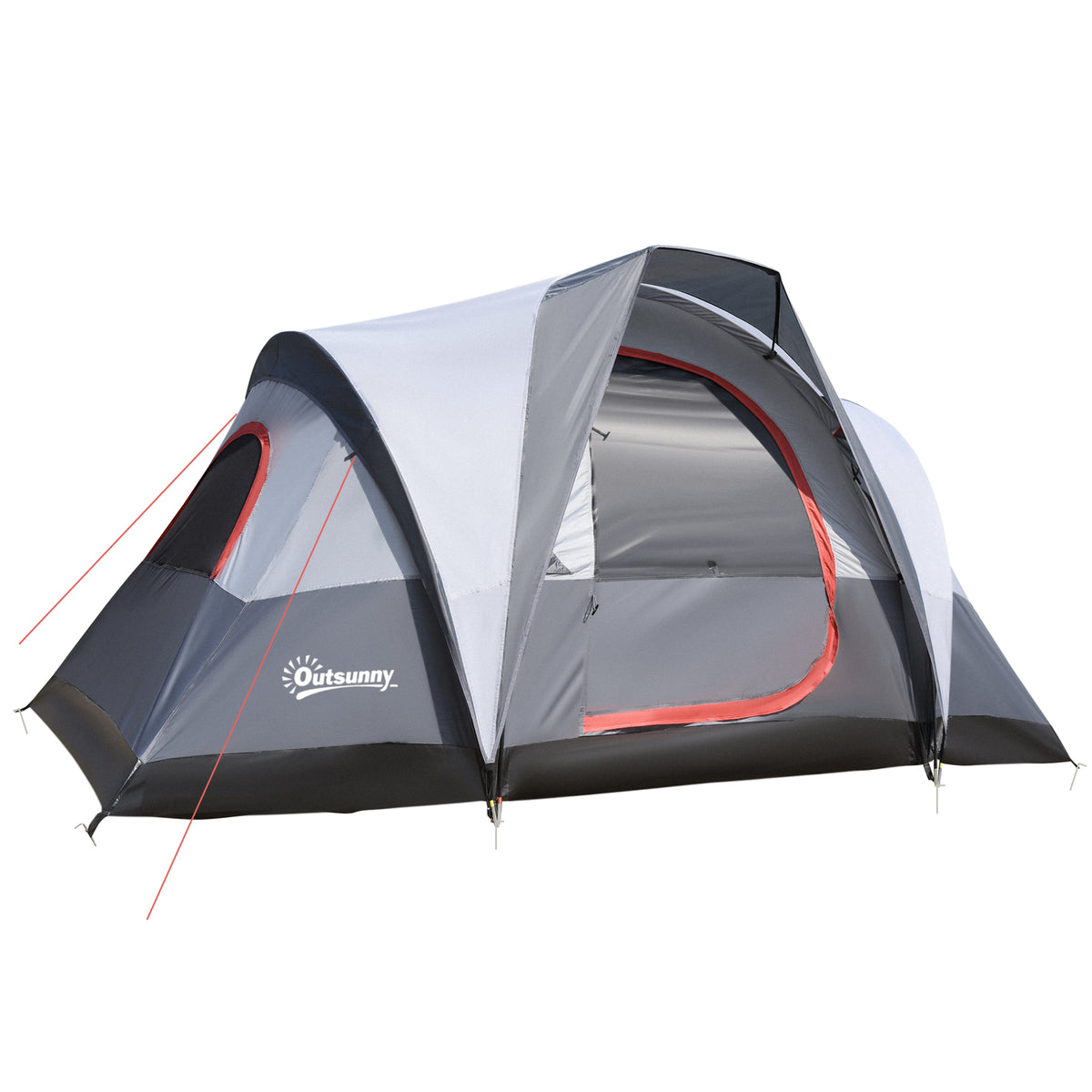 Outsunny Campingzelt für 2-3 Personen 3 bis 4 Jahreszeiten wasserdicht Doppelschicht-Mesh-Fenster 355 x 190 x 170 cm Grau