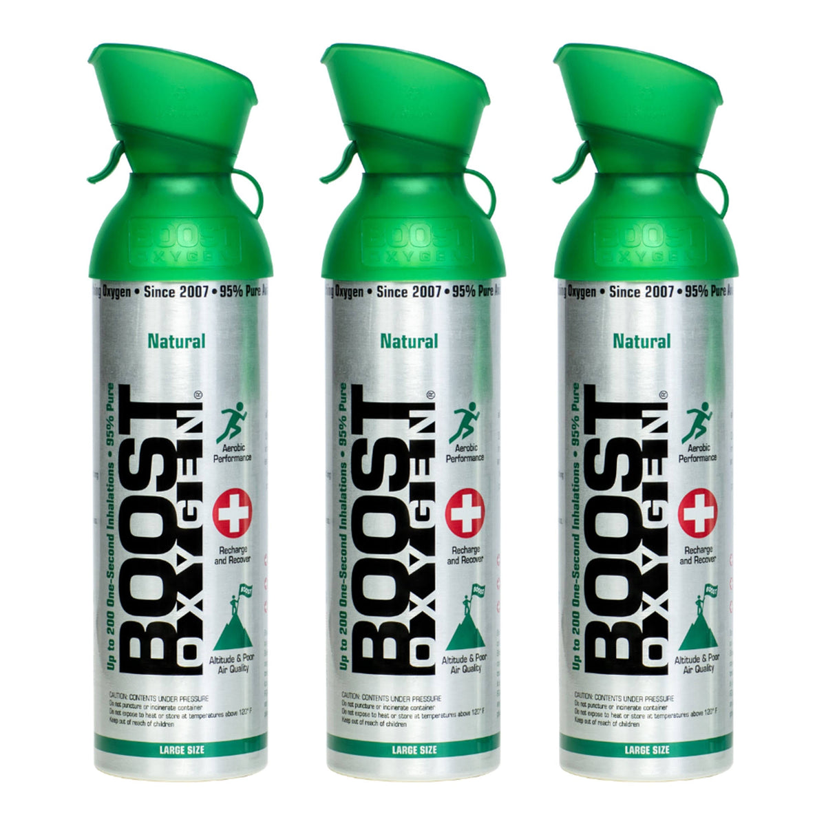 Boost Oxygen Natural Portable 10 Liter Pure Canned Oxygen Canister (3 Pack)