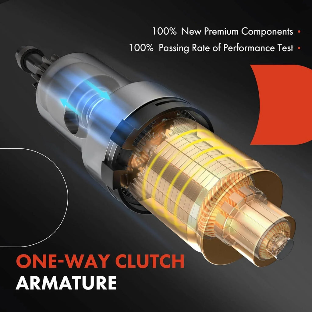 A - Premium Starter Motor Compatible with Jeep Cherokee & Dodge Grand Caravan, Journey, Avenger & Chrysler Town & Country, 200 & Ram Promaster 1500 2500 3500 & Volkswagen Routan, 12V 1.3KW 10 - Teeth CW