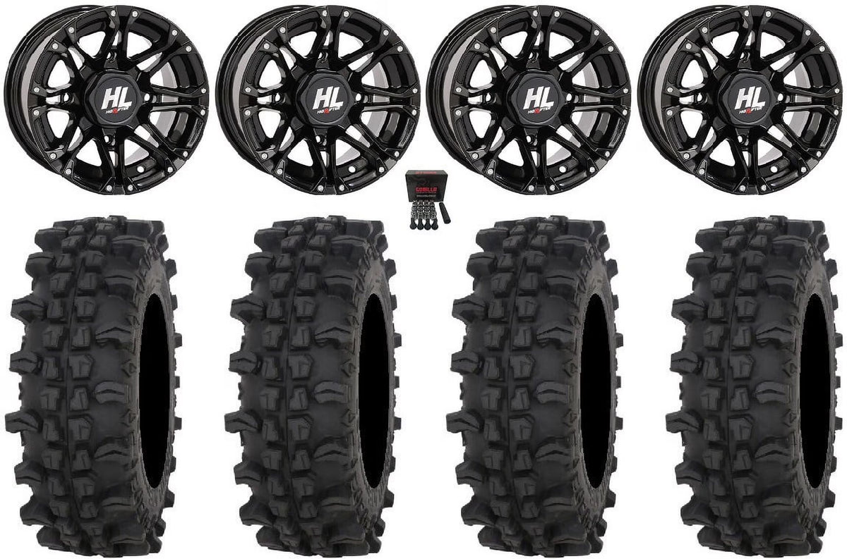 High Lifter HL3 14" Wheels Black 27" ACP Tires Honda Pioneer