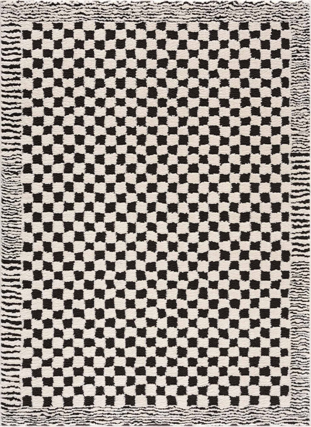 Hauteloom Leryn Black & White Checkered Area Rug | Area Rug for Living Room, Bedroom | Black & White Checkered Rug - 6'7" x 9' Rectangle