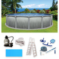 Blue Wave Martinique 15 - Ft Round 52 - in Deep 7 - in Top Rail Metal Wall Swimming Pool Package