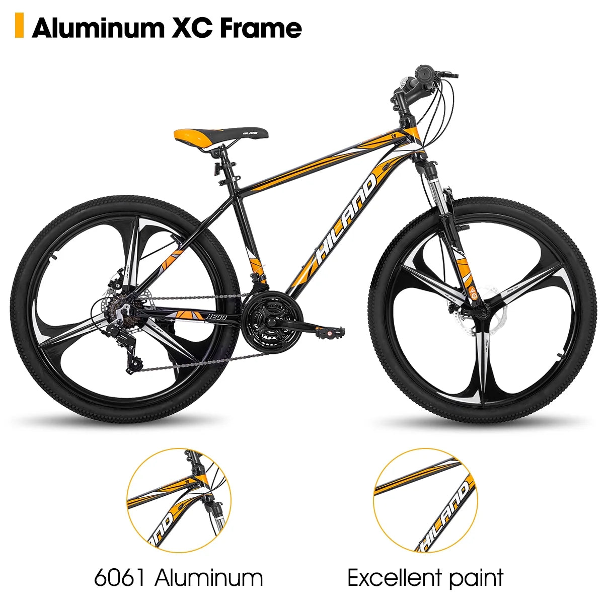 Hiland Mountain Bike, Multi - Spokes, Shimano 21 Speeds Drivetrain, Aluminum Frame 26 in Wheels, Men'S MTB Bicycle, White