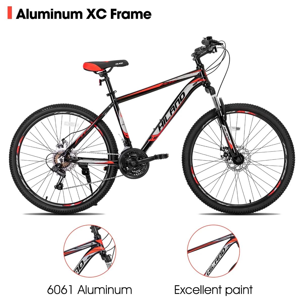 Hiland Mountain Bike, Multi - Spokes, Shimano 21 Speeds Drivetrain, Aluminum Frame 26 in Wheels, Men'S MTB Bicycle, White