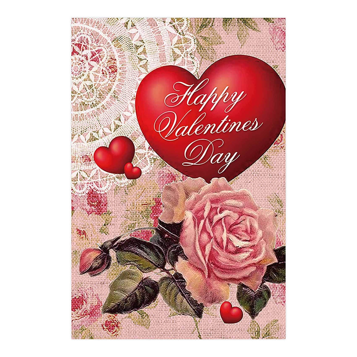Morigins Heart Rose Decorative Double-Sided Happy Valentine Day House Flag 28" x 40"
