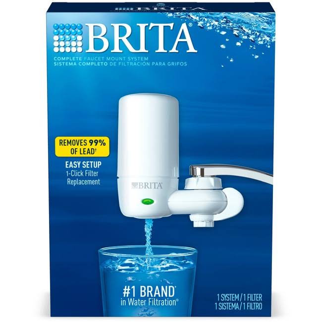 Brita on Tap Faucet Water Filter System, White, 4-carton