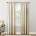 No. 918 Amalfi 54" x 63" Linen Blend Textured Sheer Rod Pocket Curtain Panel, Ivory