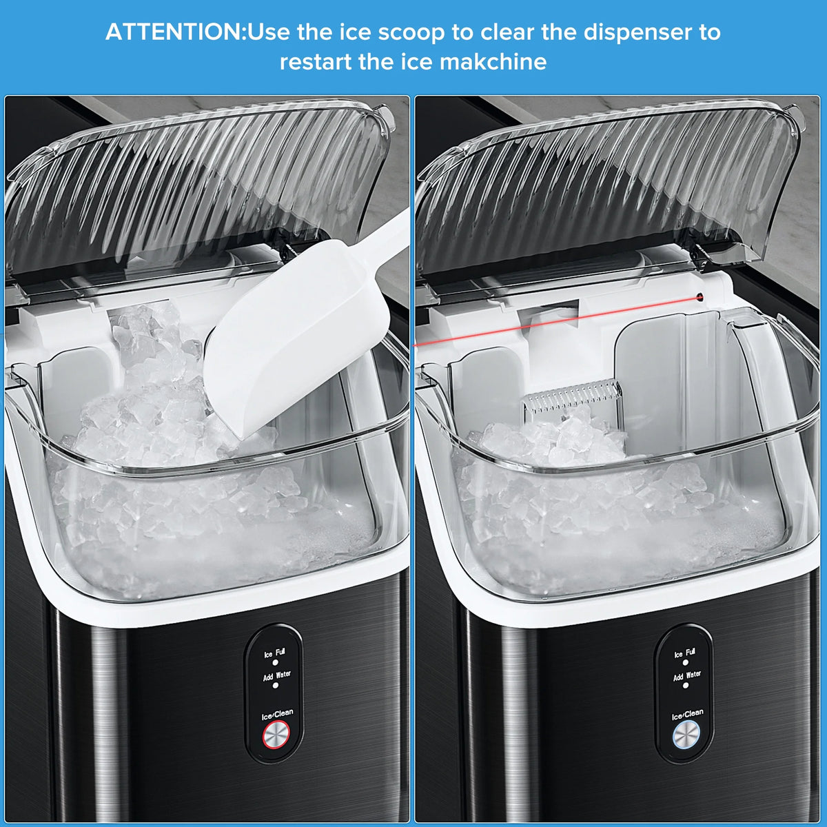 Auseo Nugget Ice Maker Countertop, Pebble Ice Maker Machine with 35 lb/24H Soft Ice, Self - Cleaning, for Home/Kitchen/Office (Black)