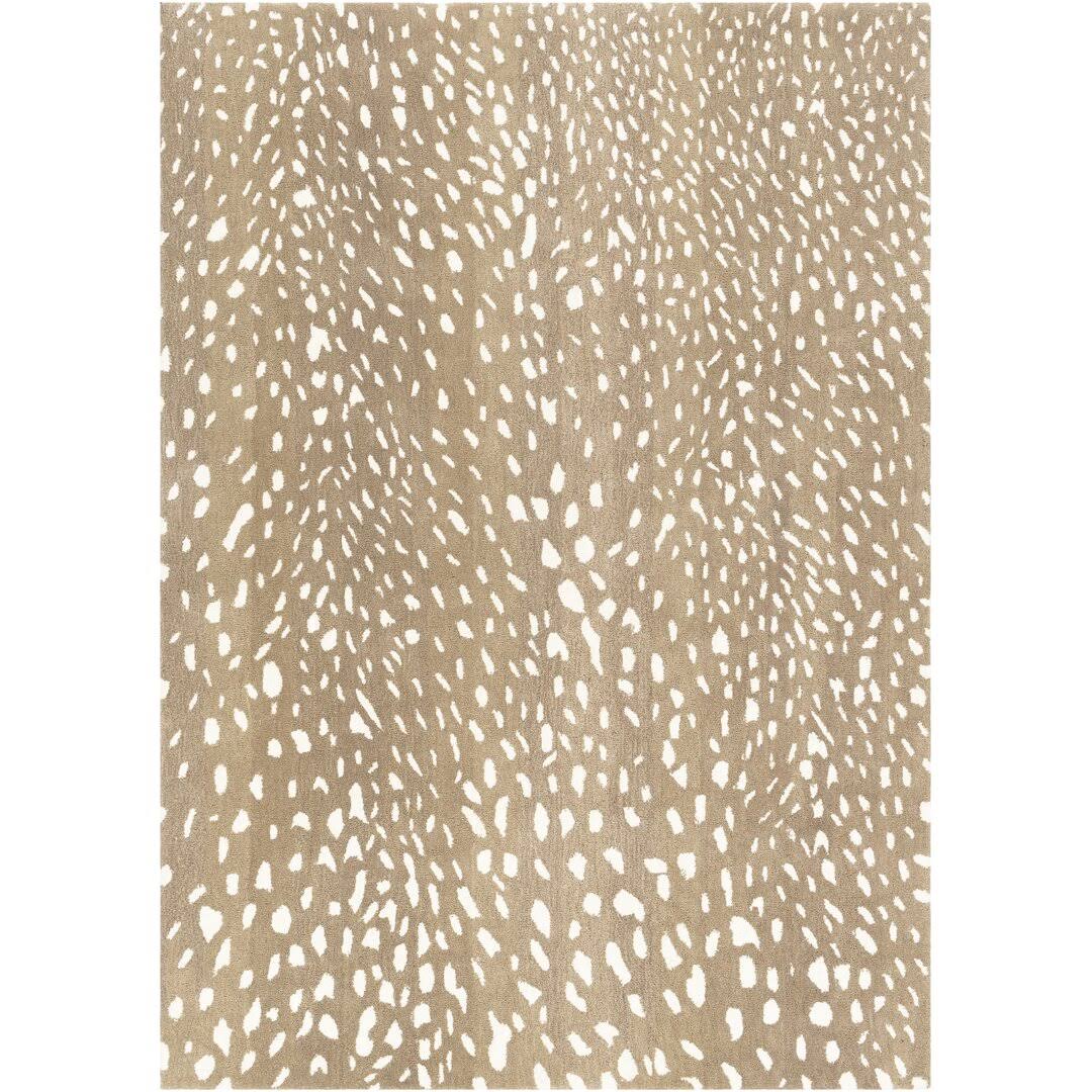 Jona Animal Print Handmade Tufted Wool Light Brown/Tan/Cream Area Rug Birch Lane Rug Size: Rectangle 5' x 8'