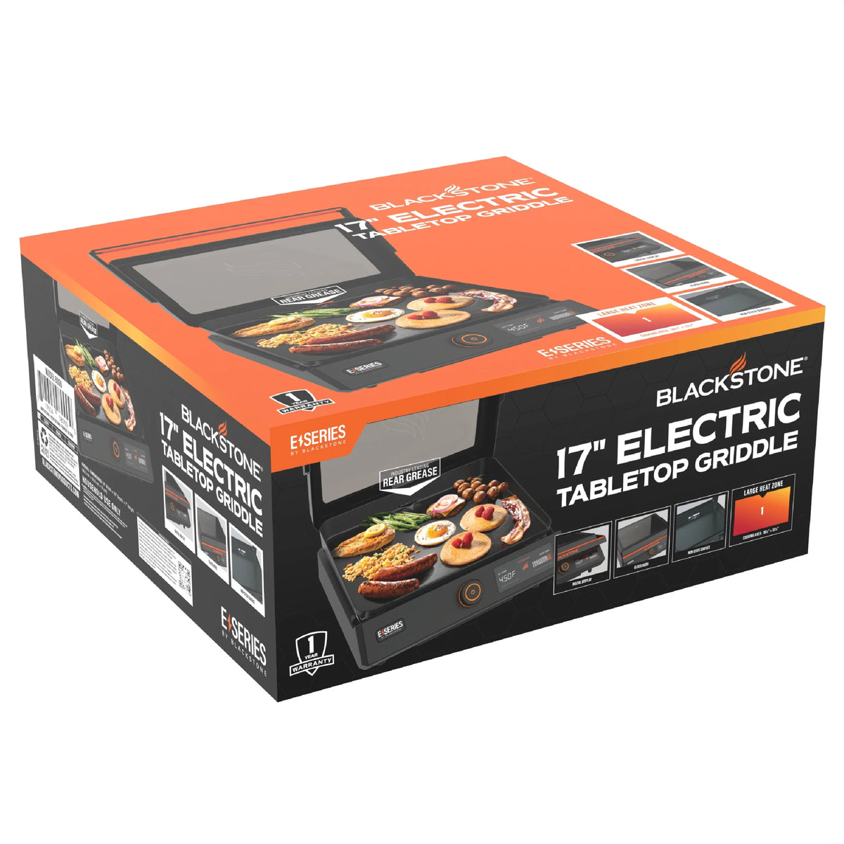 Blackstone E - Series 17" Electric Tabletop Griddle with Hood, Black
