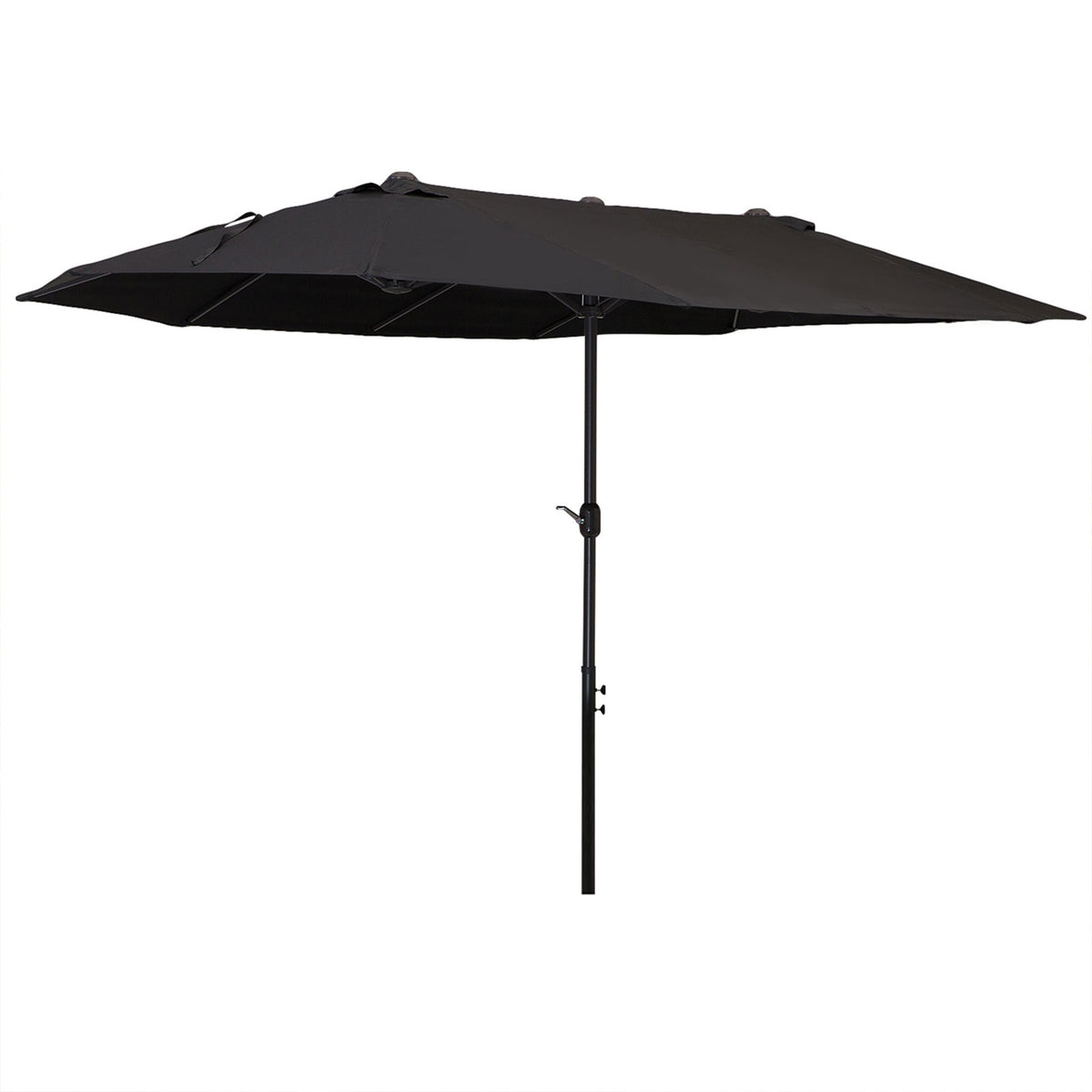 Outsunny Doppelsonnenschirm 455 x 270 cm Gartenschirm mit Handkurbel oval stabil Metallstange Marktschirm Doppelsonnenschirm Terrassenschirm Sonnenschutz für Strand Balkon Terrasse Garten Schwarz