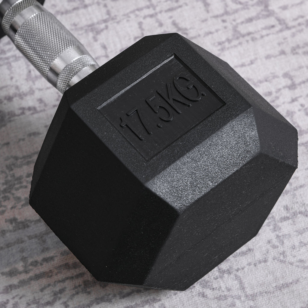 HOMCOM Kurzhantel, 17,5 kg Hantel, Hantel, Gewicht, Anti-Rutsch-Griff, Schwarz + Silber