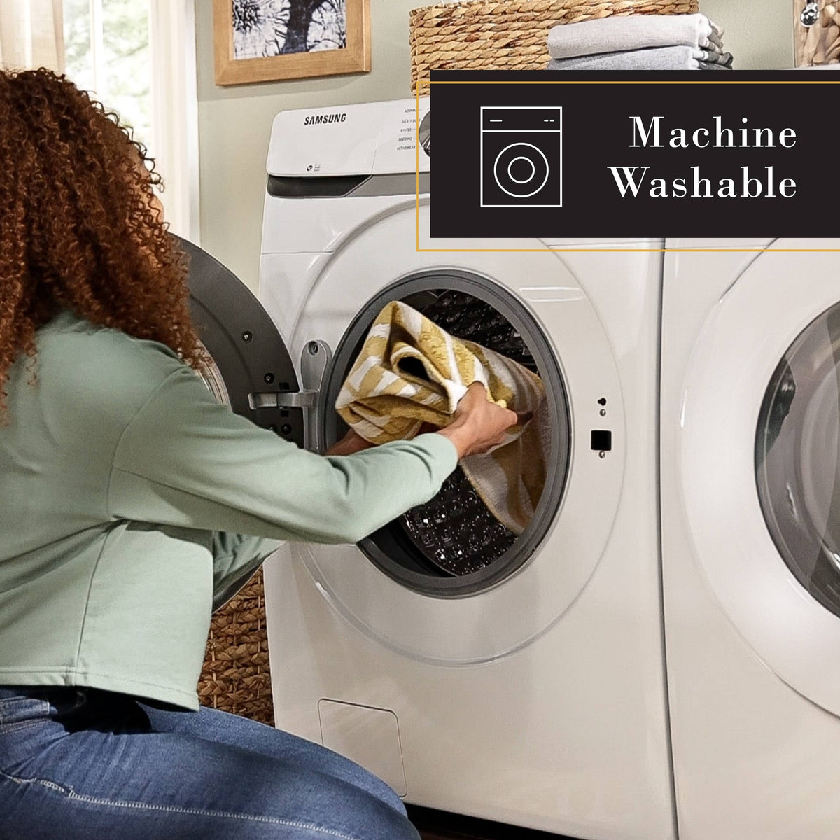Town & Country Living Luxe Livie Matisse Cutout Gold 24 in. x 72 in. Machine Washable Runner Kitchen Mat