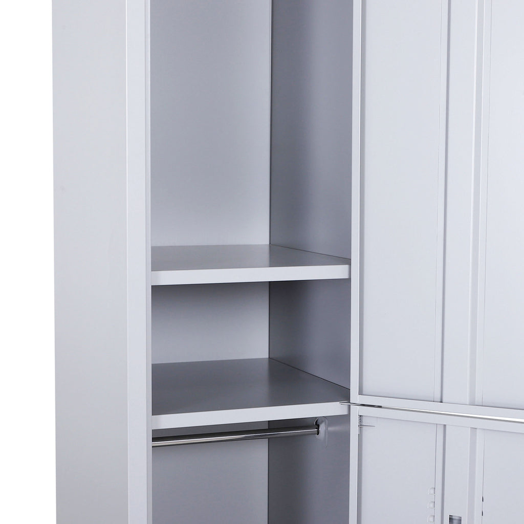 Vinsetto Metallschrank mit 2 Fächern, abschließbar mit 2 Schlüsseln, 4 Regale, 38 x 46 x 180 cm, Grau