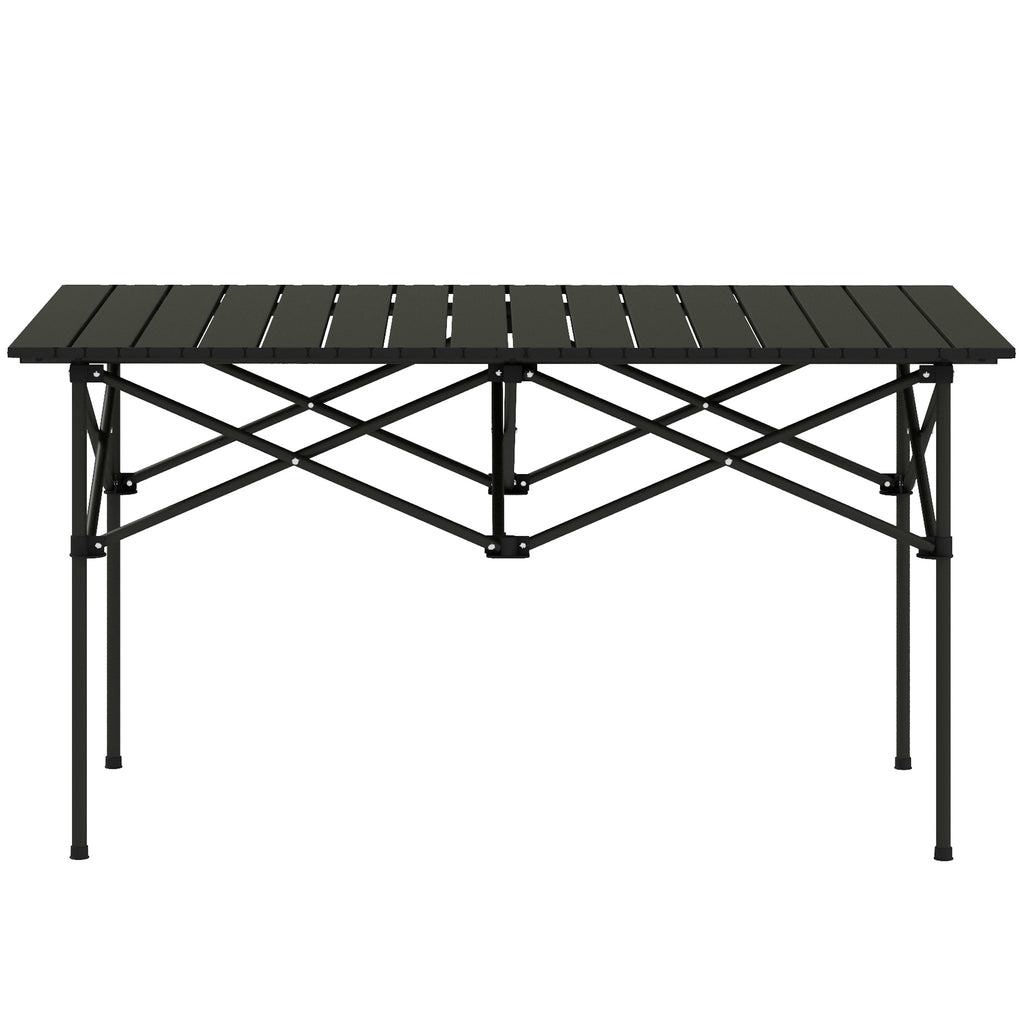 Outsunny Campingtisch Klapptisch mit Aufrollbare Tischplatte Gartentisch aus Aluminium 2 Personen 95 x 55cm Schwarz