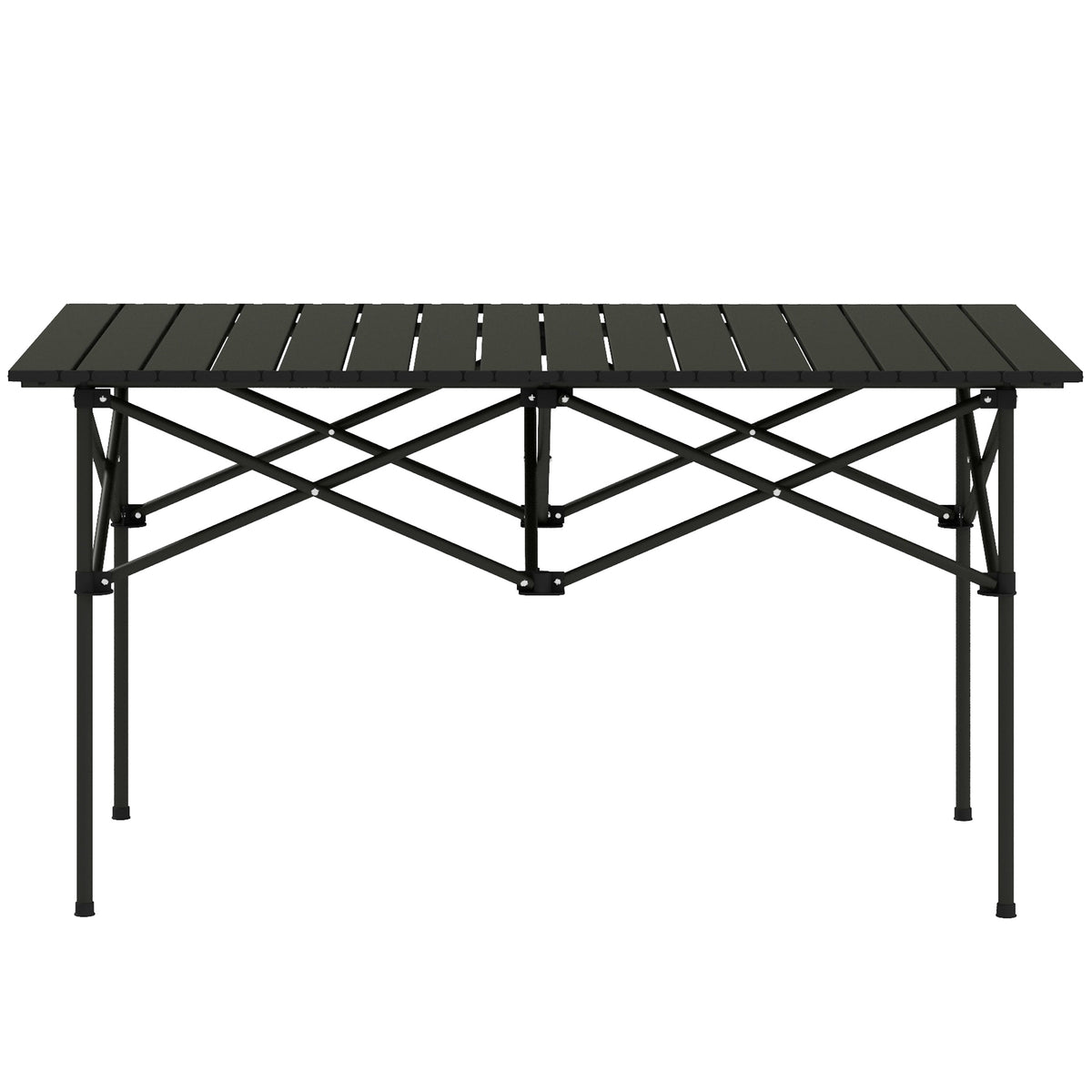 Outsunny Campingtisch Klapptisch mit Aufrollbare Tischplatte Gartentisch aus Aluminium 2 Personen 95 x 55cm Schwarz