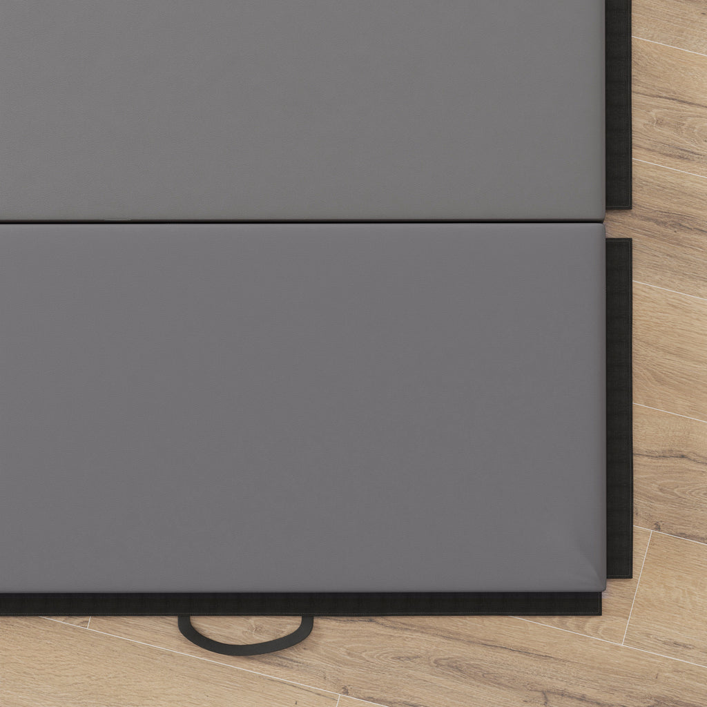 HOMCOM Gymnastikmatte Yoga Pilates Fitness faltbar in 4 mit Griffen synthetischer Bezug 240 x 120 x 5 cm Grau