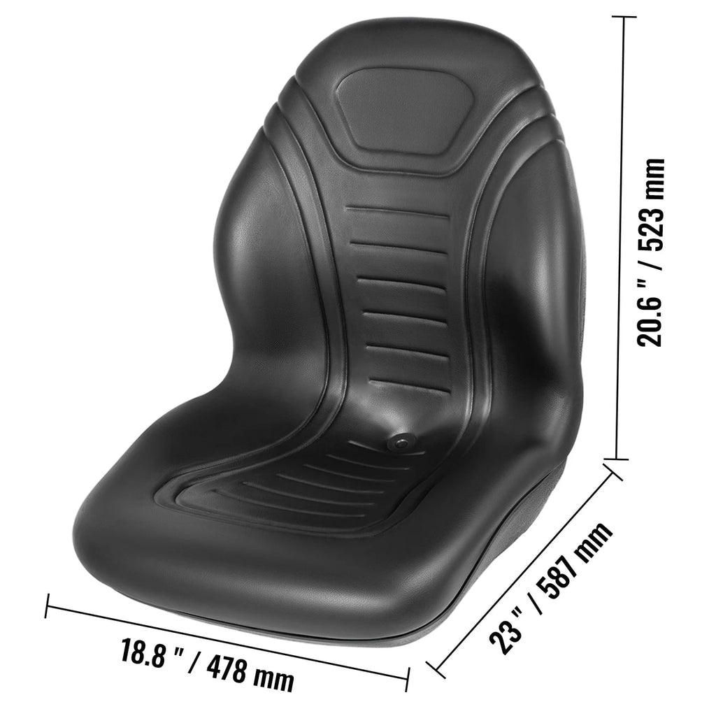 VEVOR 2pcs Universal Tractor Seat Replacement, Compact High Back Mower Seat Pair, Black Vinyl Forklift Seat, Central Drain Hole Skid Steer Seat with Mounting Bolt Patterns of 8" x 11.5" & 11.25" x 11.5"