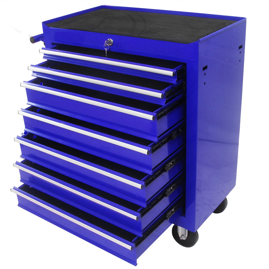 Aukfa Tool Chest, 24.5 in 7 - Drawer Steel Rolling Tool Box on Wheels for Workshop Garage, Red