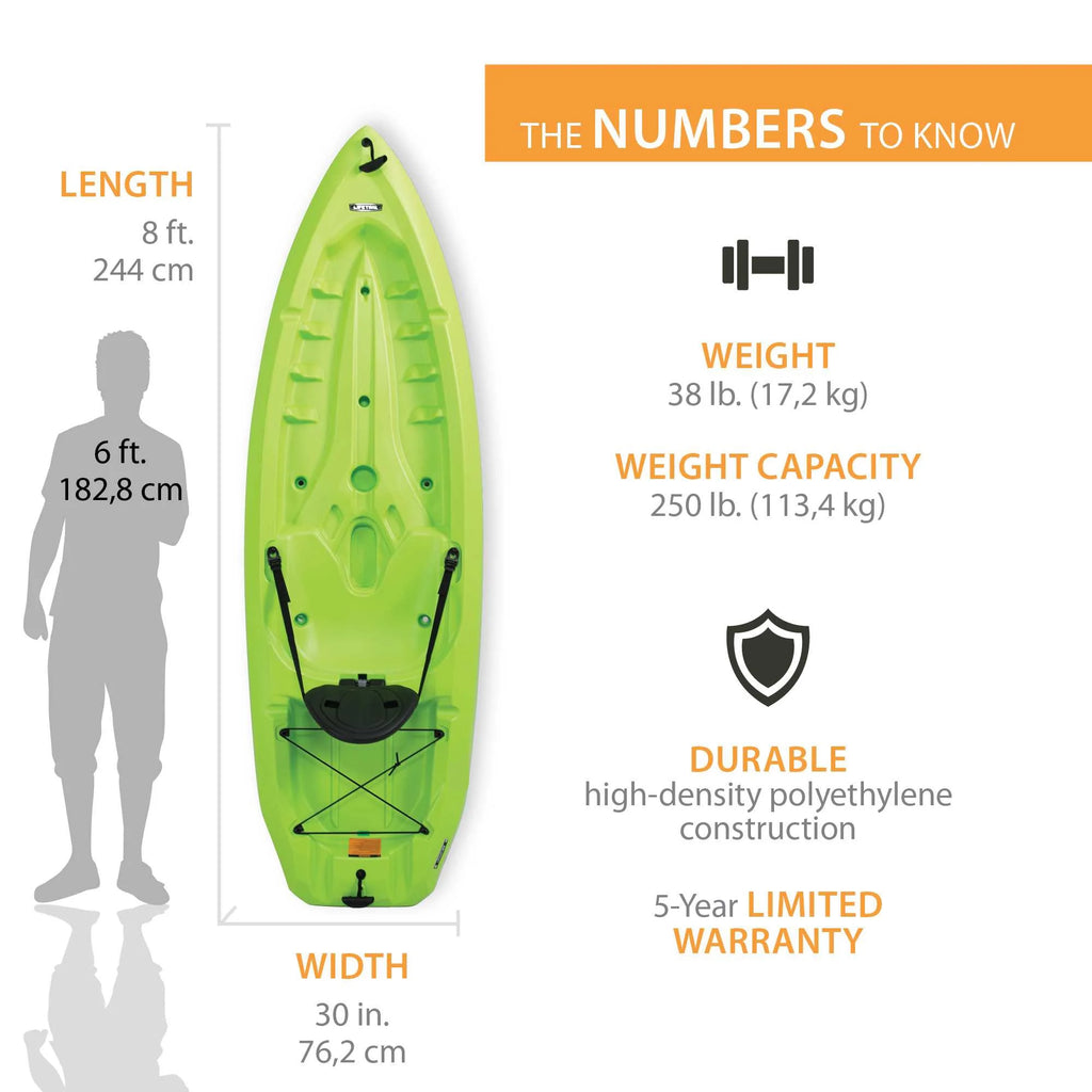 Lifetime Daylite 8 Ft Sit - on - Top Kayak, Red (90775)