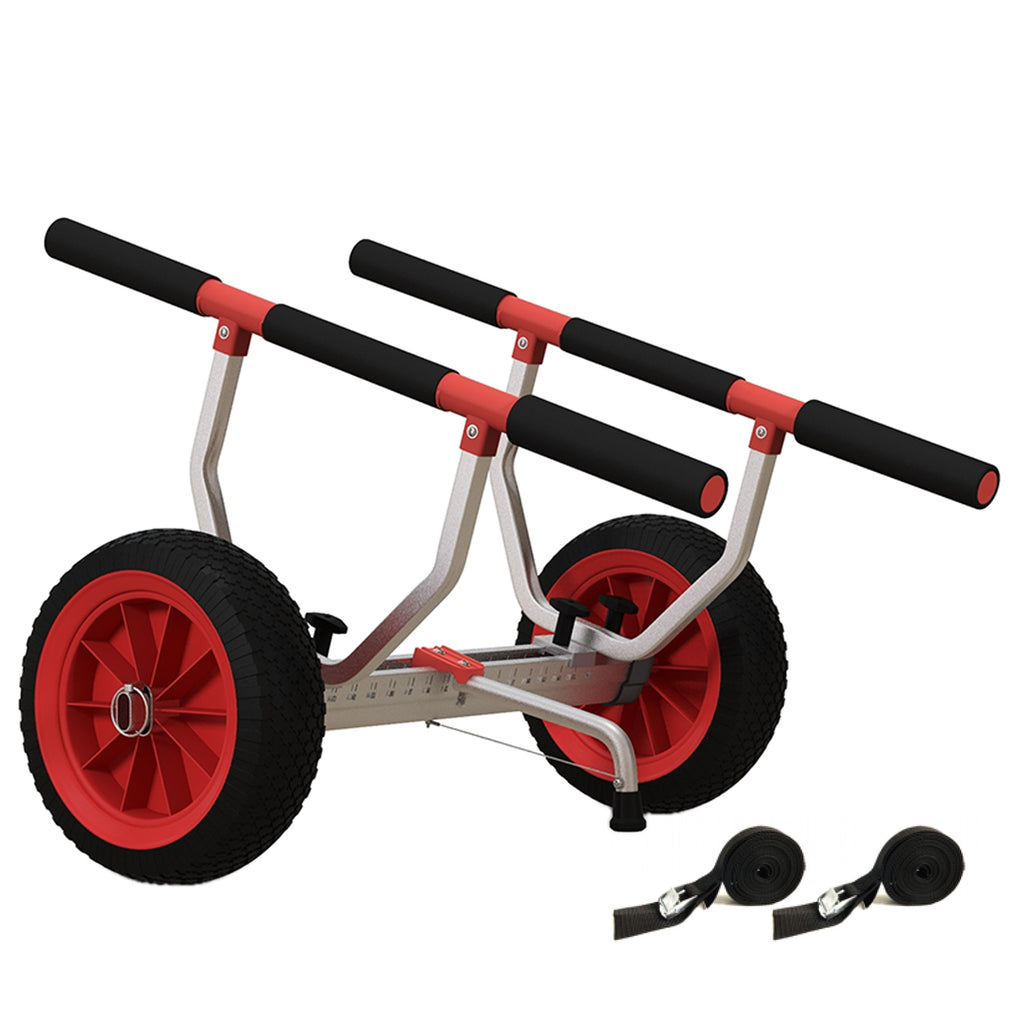 SPORTNOW Kajak-Transportwagen Stand-Up-Paddle Kanu mit einstellbarer Breite großen Rädern Aluminiumrahmen Schwarz Rot