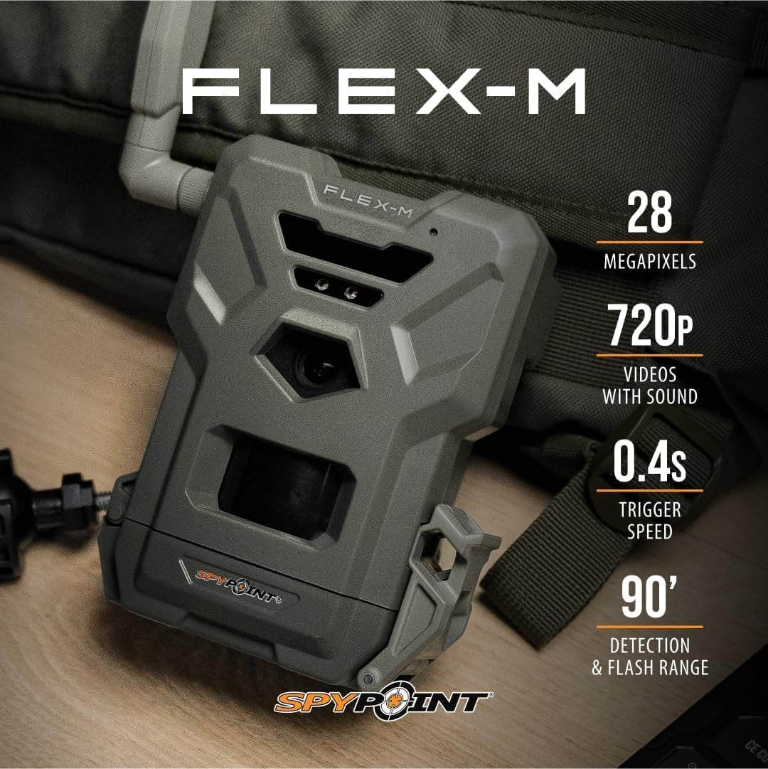 SPYPOINT Flex - M Twin Pack Cellular Trail Camera - Hunting Trail Monitor with GPS, Night Vision, Dual - Sim LTE, IP65 Water - Resistant