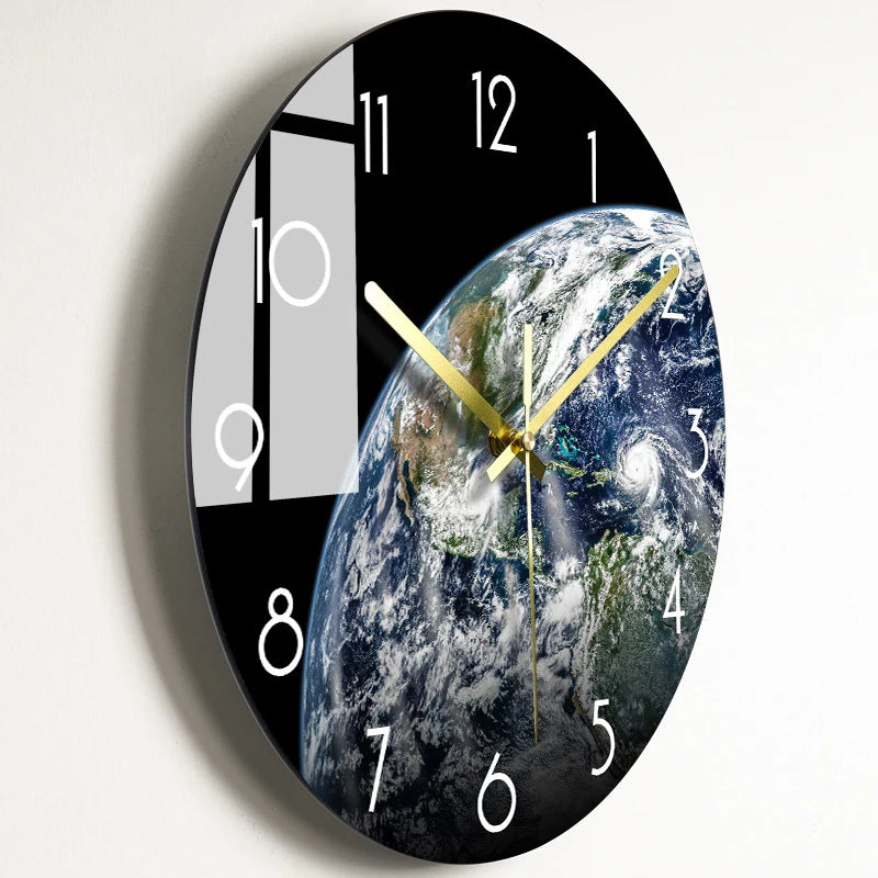 Modern Silent Quartz Wall Clock – Glass Style Living Room Decor (Battery Powered)