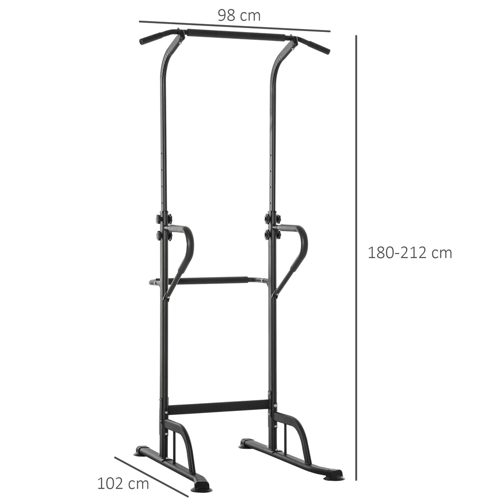 HOMCOM Multifunktionale Trainingsstation Klimmzugstange Römischer Stuhl höhenverstellbar Stahl Schwarz Rot