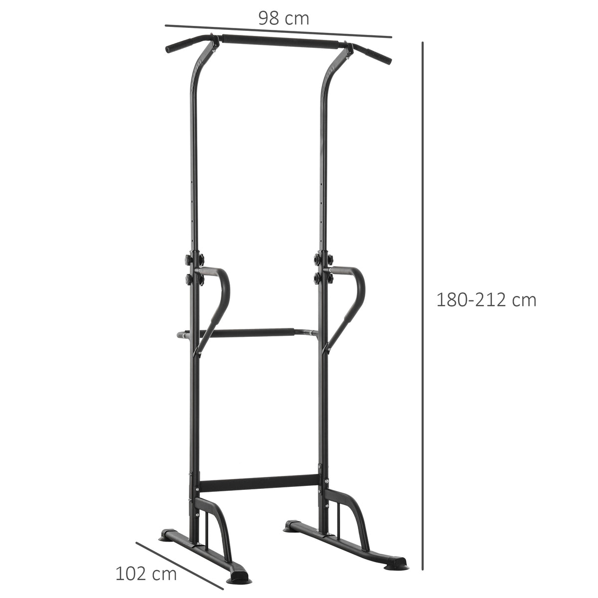 HOMCOM Multifunktionale Trainingsstation Klimmzugstange Römischer Stuhl höhenverstellbar Stahl Schwarz Rot