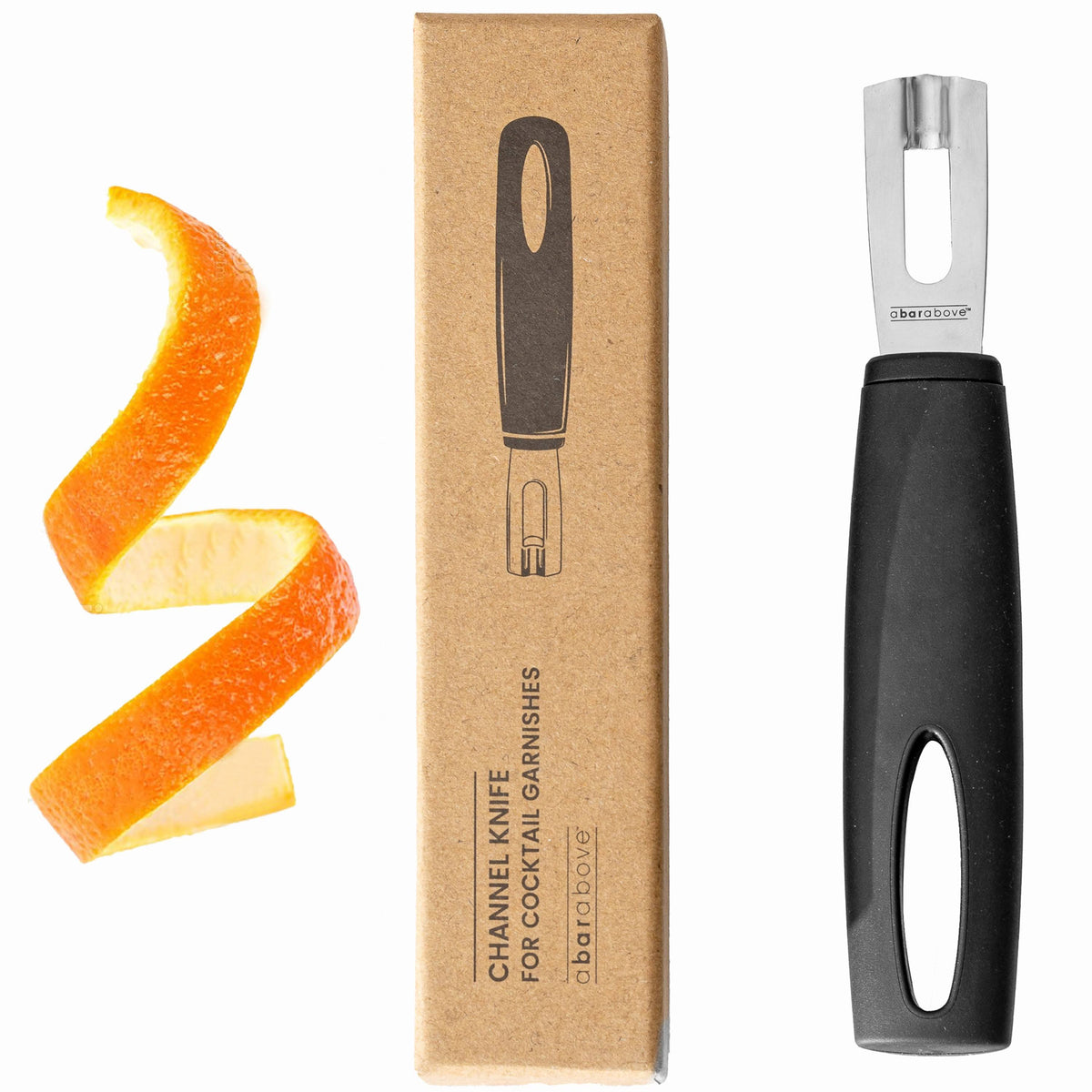 A Bar Above Premium Quality Channel Knife - Stainless Steel Bar Tool - Garnish for Cocktail Mixers - Lemon Zester & Fruit Peeler - Professional