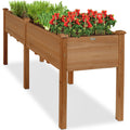 Best Choice Products 72x23x30in Raised Garden Bed, Elevated Wood Planter Box for Patio w/ Divider Panel - Acorn Brown