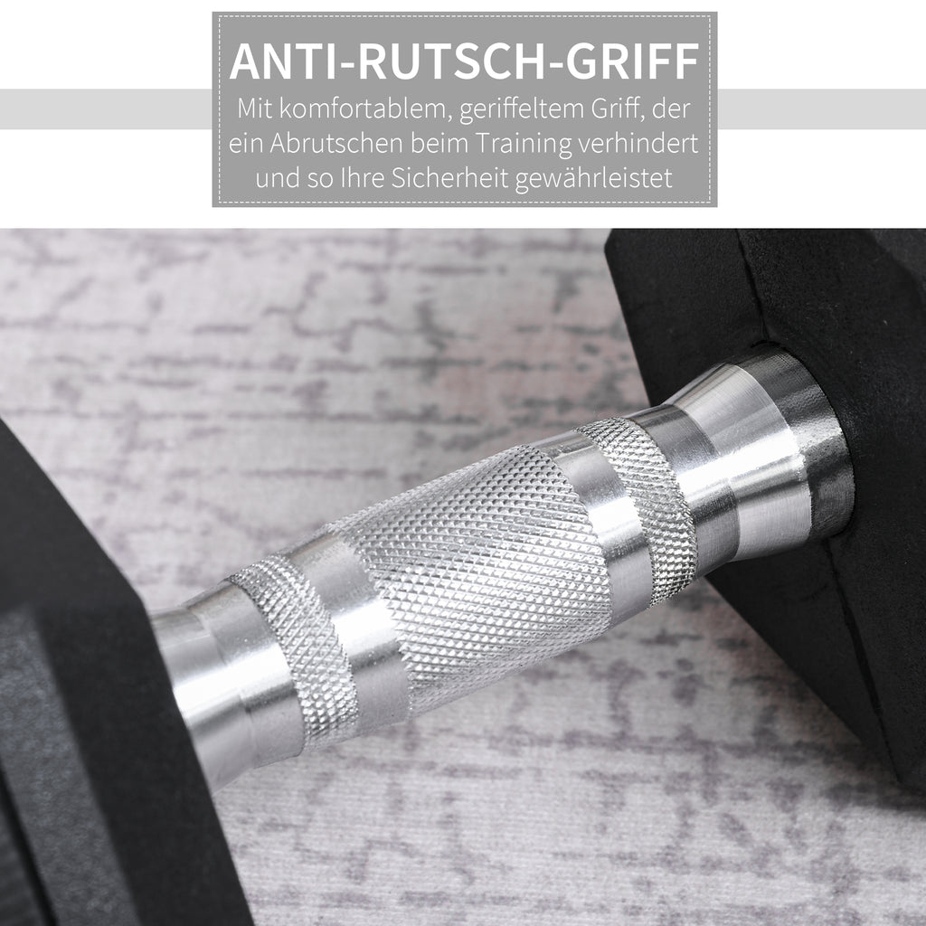 HOMCOM Kurzhantel, 17,5 kg Hantel, Hantel, Gewicht, Anti-Rutsch-Griff, Schwarz + Silber