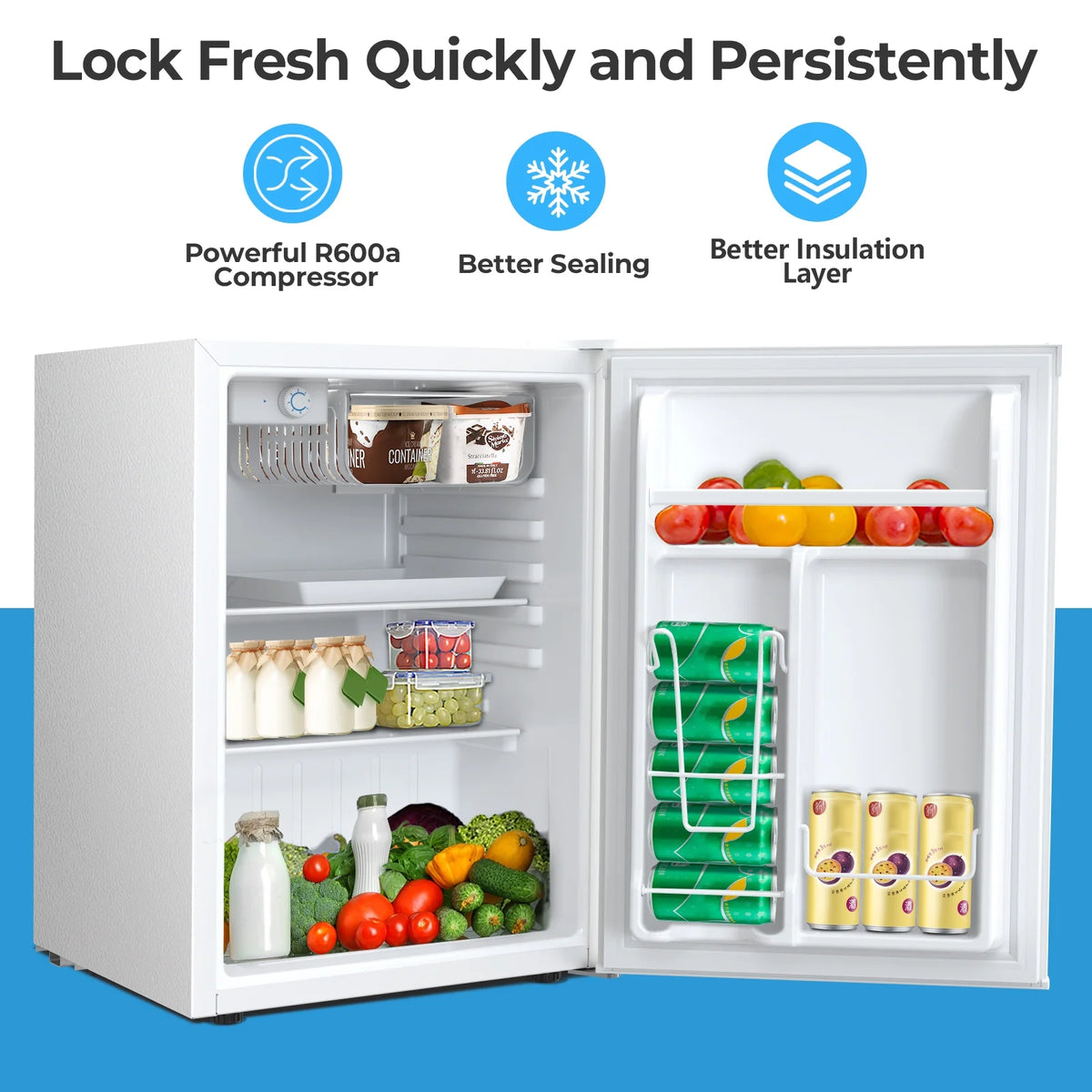 WAA 2.6 Cu.ft Mini Fridge with Freezer, Single Door Compact Refrigerator BLACK