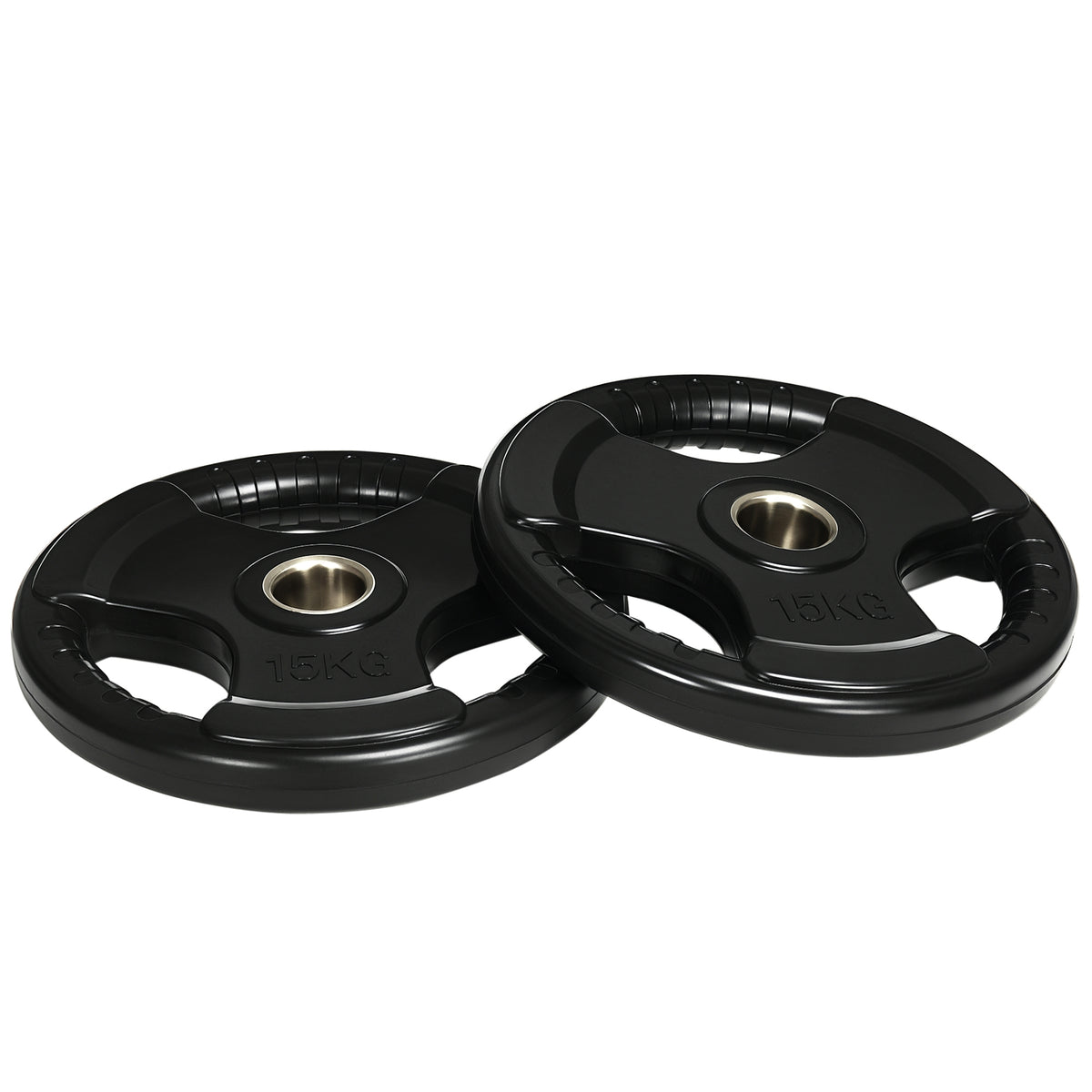 SPORTNOW Hantelscheibe, 2er-Set, 15 kg pro Scheibe, drei Griffe, bodenschonender Gummimantel, Metall