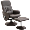 HOMCOM Relaxsessel mit Hocker, drehbarer Fernsehsessel mit 10 Massagepunkte, Liegefunktion, Massagesessel mit Fernbedienung, Seitentasche, TV-Sessel, Kunstleder, Braun