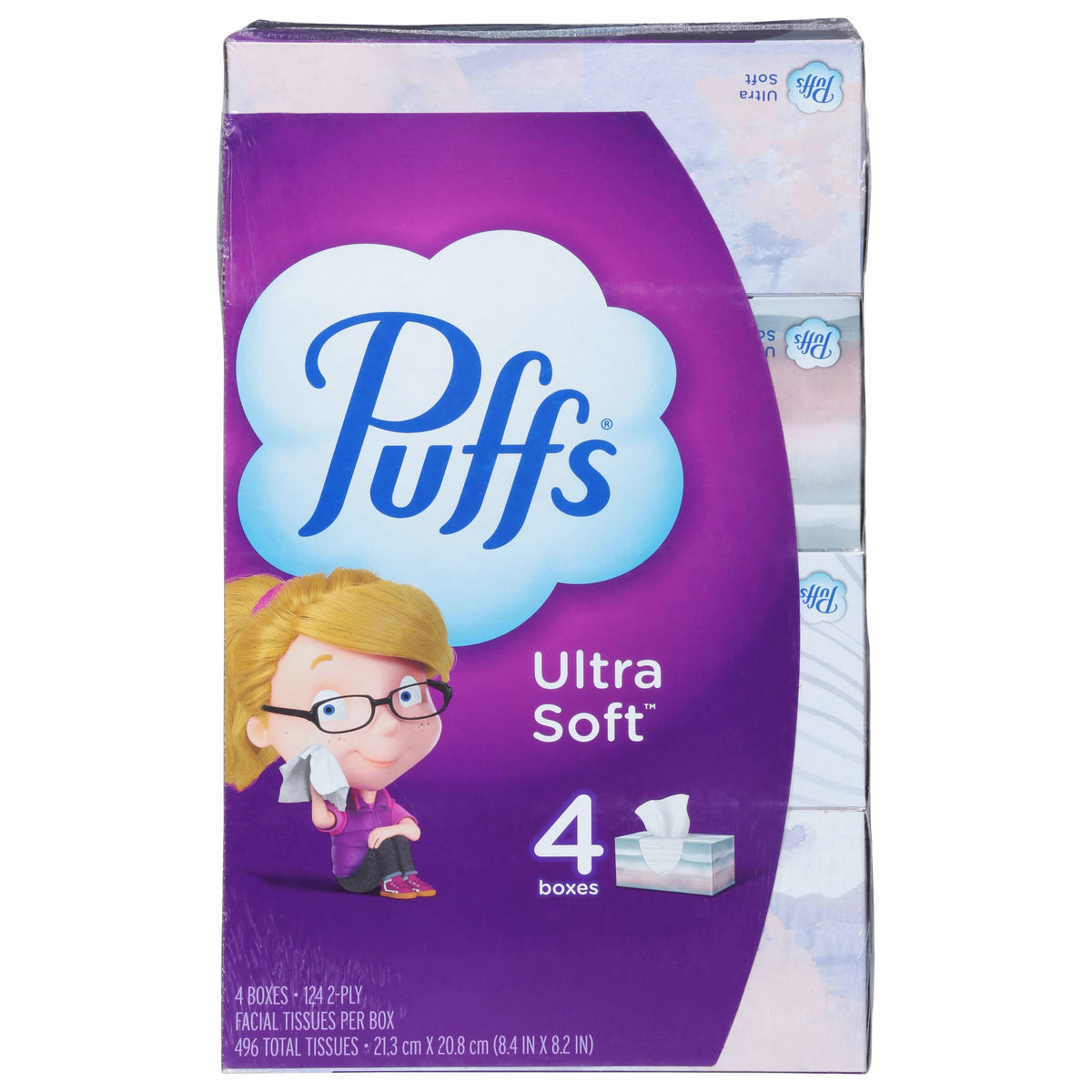 Puffs Ultra Soft Facial Tissues, 2-Ply - 4 - 124 tissue boxes 496 tissues