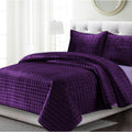 Tribeca Living Florence Velvet Oversized Solid Quilt Set Twin Purple