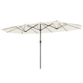 Outsunny Doppelsonnenschirm 436 x 260 cm, UV Schutz Stahl Sonnenschirm mit Handkurbel, oval Beige