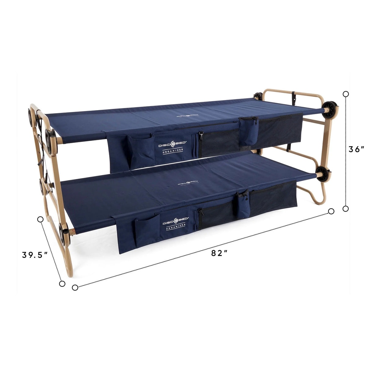 Disc - O - Bed XL Cam - O - Bunk Benchable Double Cot with Storage Organizers, Navy