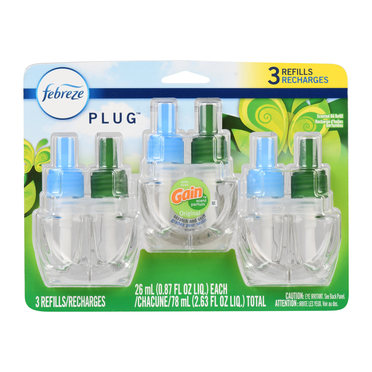 Febreze Plug Scented Oil Refill, Original - 3 pack, 26 ml refills