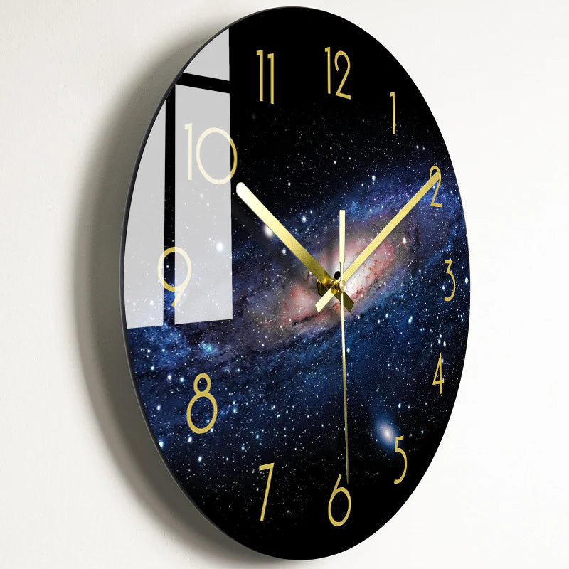 Modern Silent Quartz Wall Clock – Glass Style Living Room Decor (Battery Powered)